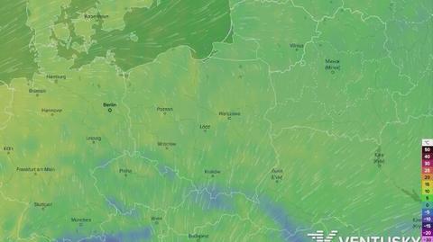 Prognozowane temperatury w najbliższych dniach (Ventusky.com)