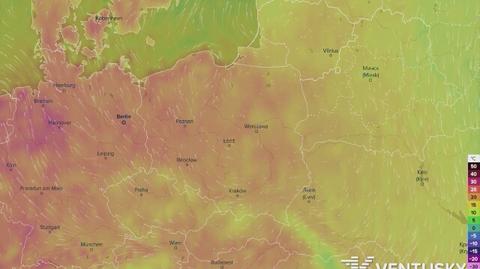 Prognozowane temperatury w najbliższych dniach (Ventusky.com)