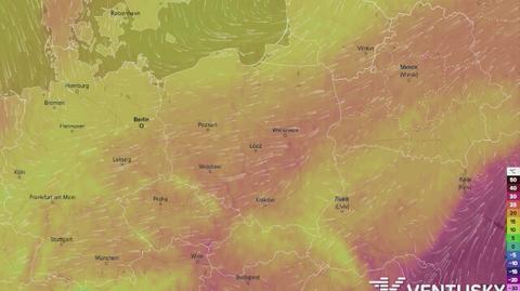 Prognozowane temperatury w najbliższych dniach (Ventusky.com)	