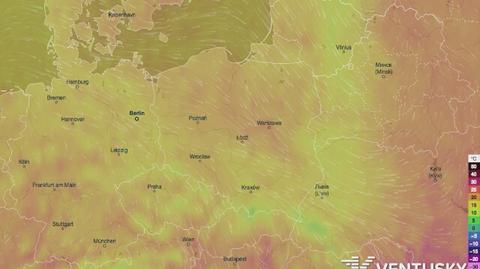 Prognozowane temperatury w najbliższych dniach (Ventusky.com)