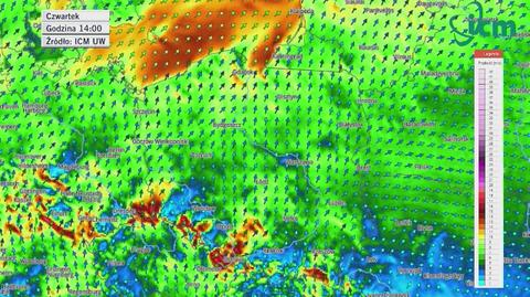 Prognozowany wiatr w najbliższych dniach (ICM UW)