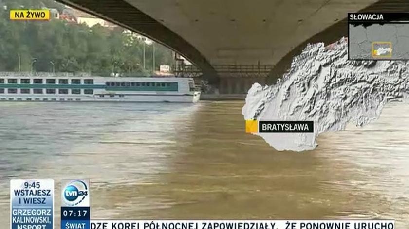 Rekordowy poziom wody w Dunaju w Bratysławie
