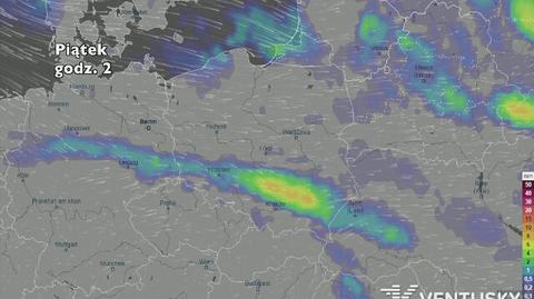 Rozkład i suma opadów w najbliższych dniach (ventusky.com)