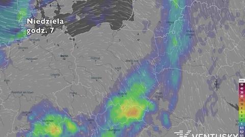 Rozkład i wysokość opadów w najbliższych dniach (ventusky.com)