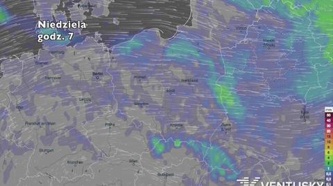 Rozkład i wysokość opadów w najbliższych dniach (ventusky.com)