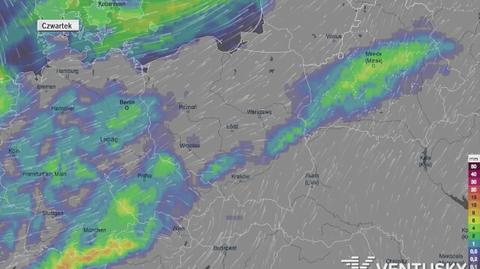 Rozkład opadów w najbliższych dniach