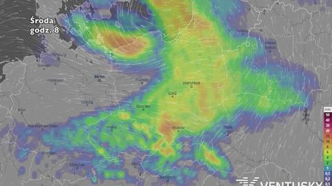 Rozkład opadów w najbliższych dniach