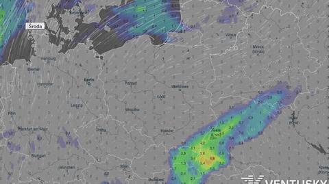 Rozkład opadów w najbliższych dniach