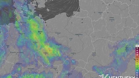 Rozkład opadów w najbliższych dniach (Ventusky)