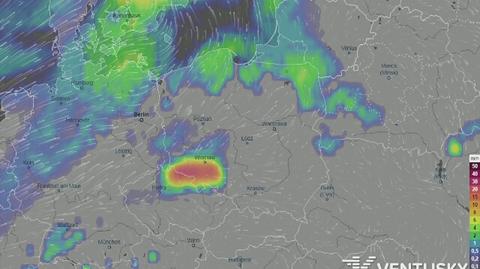 Rozkład opadów w najbliższych dniach (Ventusky.com)