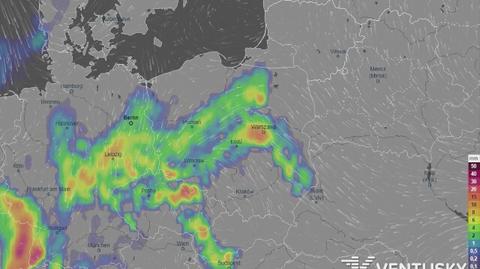 Rozkład opadów w najbliższych dniach (Ventusky.com)