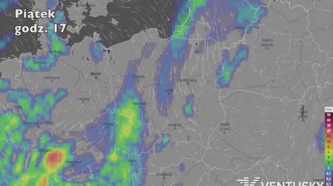 Rozkład opadów w najbliższych dniach (Ventusky.com)