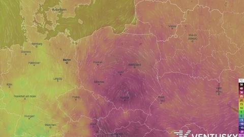 Rozkład temperatury w najbliższych dniach (Ventusky)