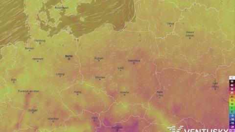 Rozkład temperatury w najbliższych dniach (Ventusky.com)