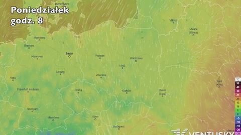 Rozkład temperatury w najbliższych dniach (ventusky.com)