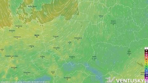 Rozkład temperatury w najbliższych dniach (ventusky.com)