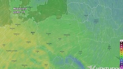 Rozkład temperatury w najbliższych dniach (ventusky.com)