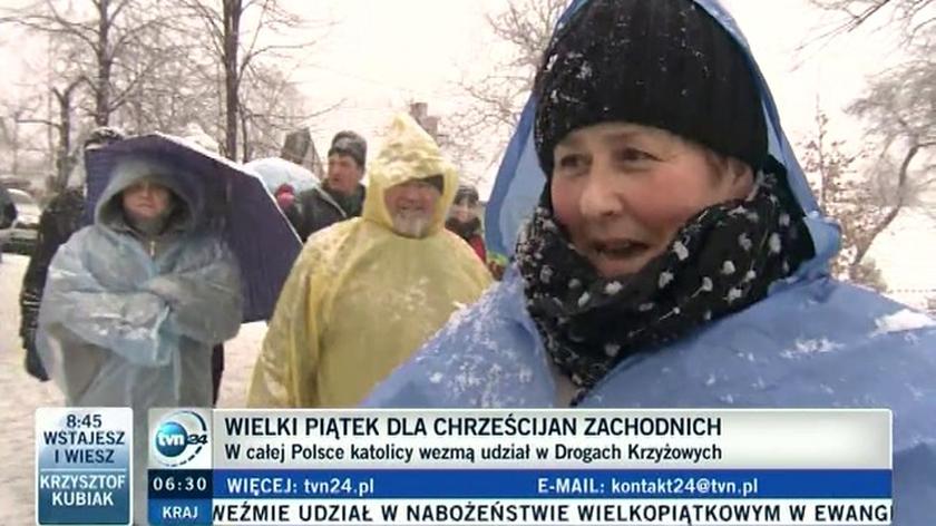 Śnieg w Kalwarii Zebrzydowskiej (TVN24)