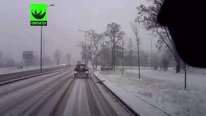 Śnieżny poranek w Krakowie (TVN24)