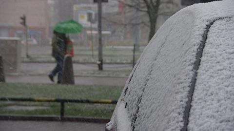 Sobotni śnieg w Szczecinie (TVN)