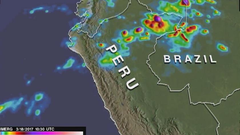 Suma opadów w północnym Peru od 14 do 21 marca