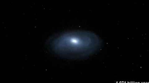 Symulacja zderzenia galaktyki Andromedy z Drogą Mleczną (NASA)