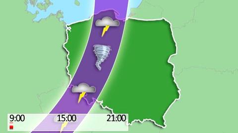 Tak będzie przesuwał się front burzowy /TVN Meteo