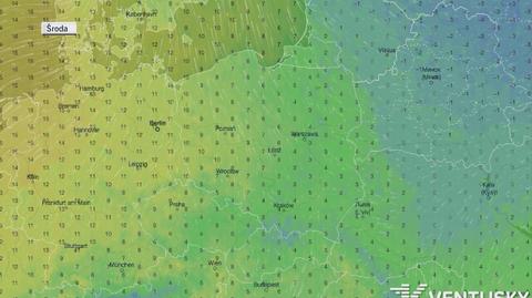 Temperatura prognozowana na środę