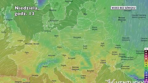 Temperatura w Europie w ostatni weekend (Ventusky.com)