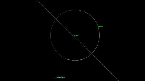 Trajektoria lotu asteroidy 2005 YU55 (NASA/JPL-Caltech)