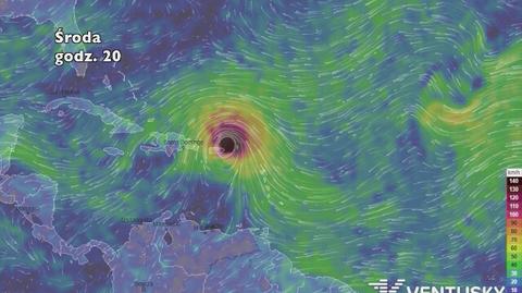 Trasa burzy tropikalnej Maria (u góry również Jose)