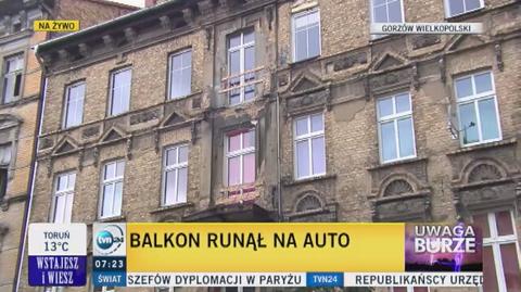 W jednej z kamienic w Gorzowie Wielkopolskim runął balkon