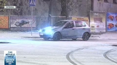 W Ostródzie padał tej nocy śnieg (TVN24)