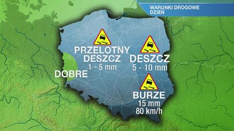 Warunki drogowe na poniedziałek