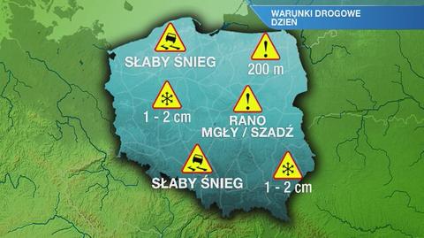 Warunki drogowe na poniedziałek