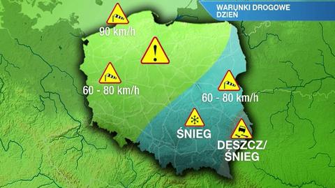 Warunki drogowe w poniedziałek 25.11