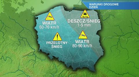 Warunki drogowe w poniedziałek