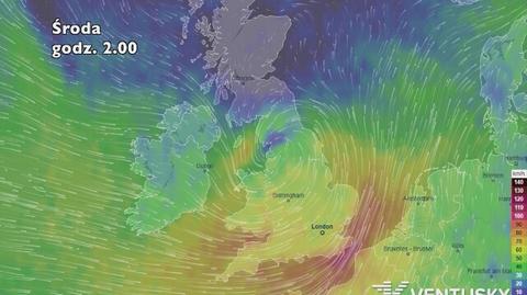 Wiatr w Wielkiej Brytanii w nocy z wtorku na środę