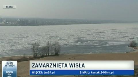 Wisła zamarza od brzegu do brzegu (TVN24)