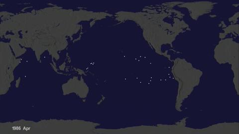 Wizualizacja trasy, jaką pokonują śmieci w oceanach