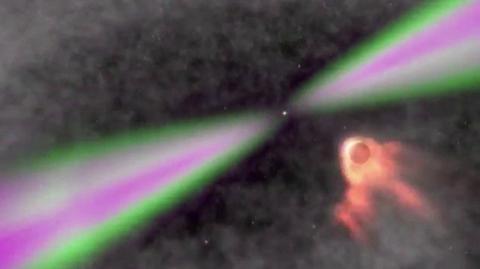 Wizualizacja zachowaniu pulsara typu czarna wdowa wobec pobliskich obiektów