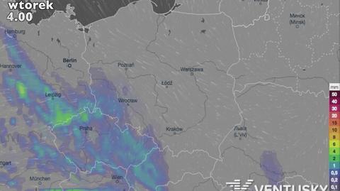 Wysokość opadów w nadchodzących dniach (Ventusky)