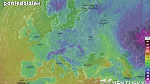 Wysokość temperatury w Europie (źródło: Ventusky)