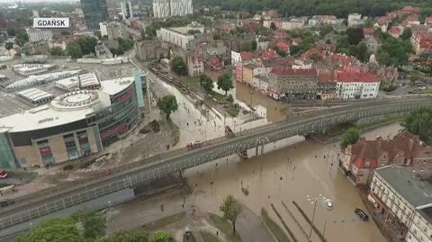 Zalany Gdańsk - wideo z drona