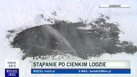 Zamarznięte rzeki i jeziora są niebezpieczne (TVN24)