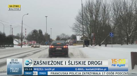 Zaśnieżone drogi w Białymstoku