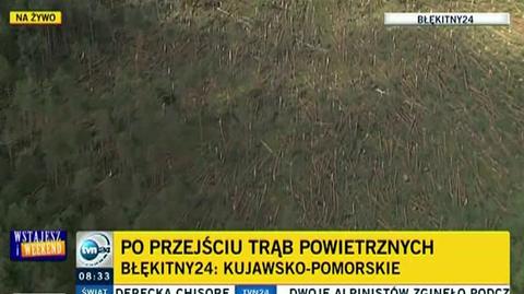 Zniszczenia w kujawsko-pomorskim widziane z Błękitnego 24 (TVN24)