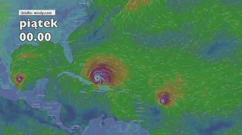 Zobacz trasę huraganu Irma (źródło: windy.com)
