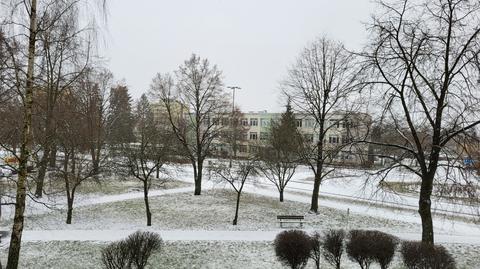 Opady śniegu w Łubnianach (Opolskie)