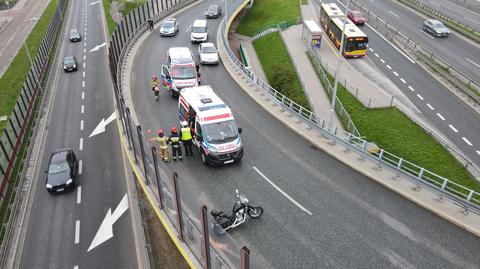 Wypadek na Trasie Siekierkowskiej (wideo bez dźwięku)